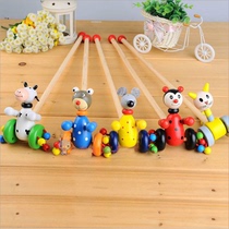 Childrens hand-push wooden walker push pull puzzle boys and girls baby push push toddler toy car