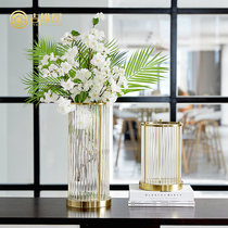 Vase ornaments light luxury living room flower arrangement Gavini American glass dining table home accessories flower decoration rich bamboo