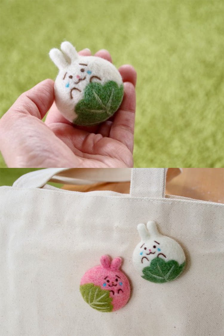 羊毛毡 戳戳乐 柏饼小兔子胸针 日式点心饰品烧果子手工diy材料包