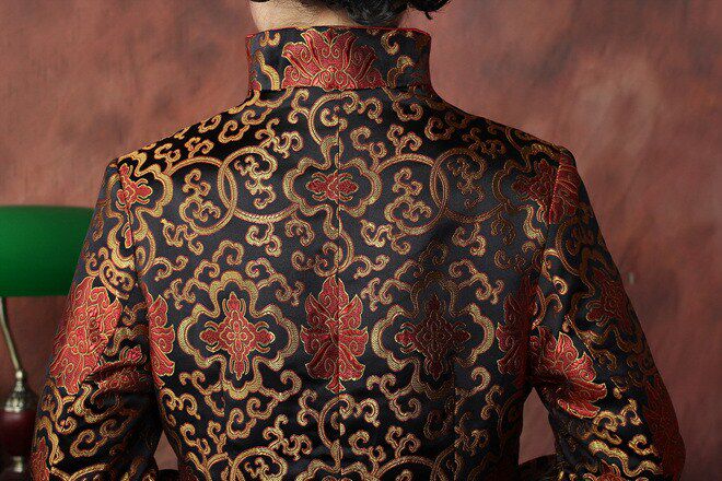 新款气质喜庆红色中老年改良春秋复古唐装外套 新娘妈妈婚宴礼服