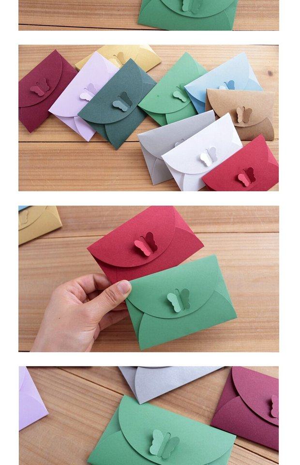 韩国创意迷你小信封小清新装饰情书蝴蝶扣复古牛皮纸信封定制纸袋