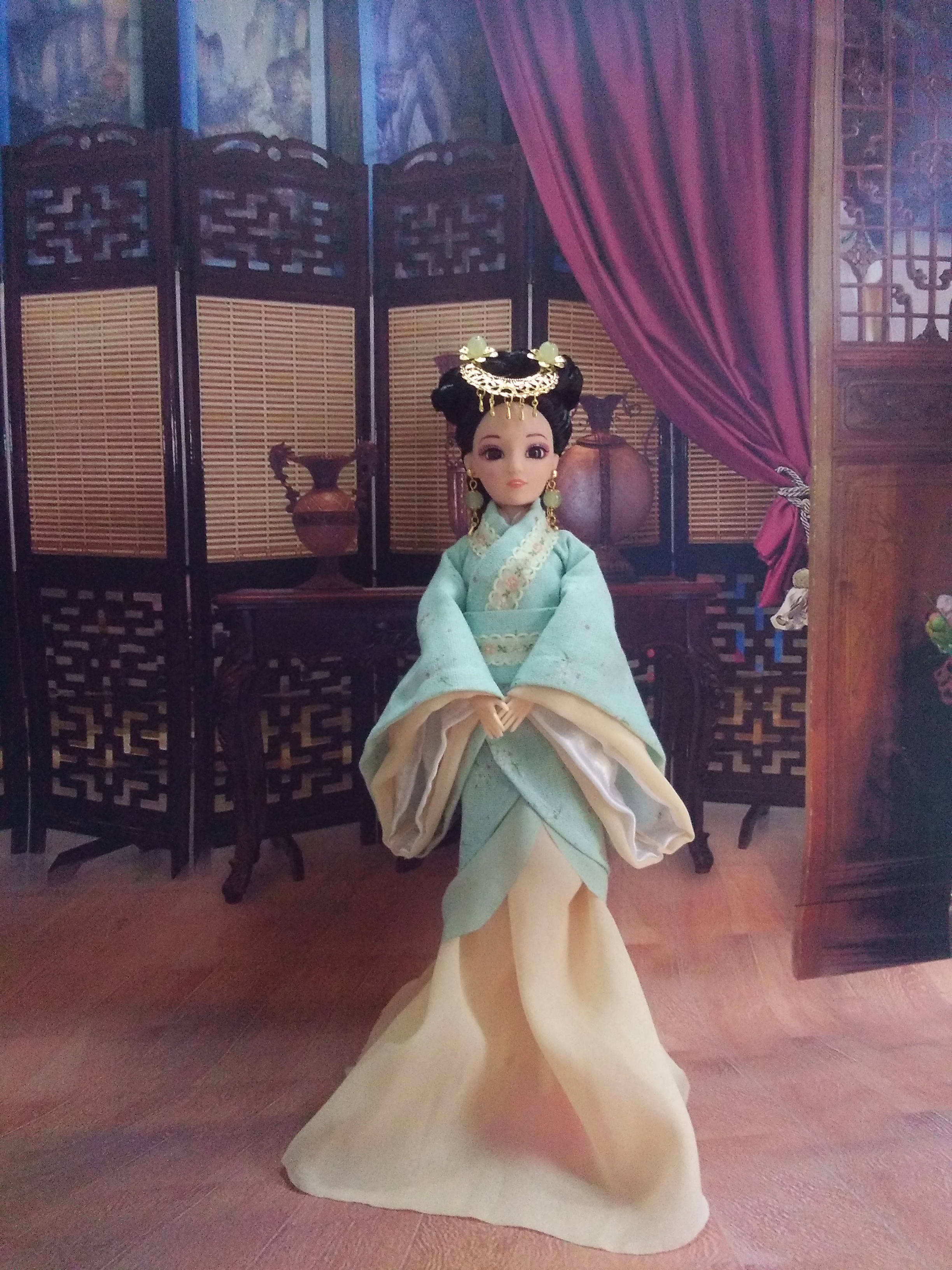 新款手工古装芭比娃娃全套3d真眼12关节古代仙子摆件汉服娃娃衣服