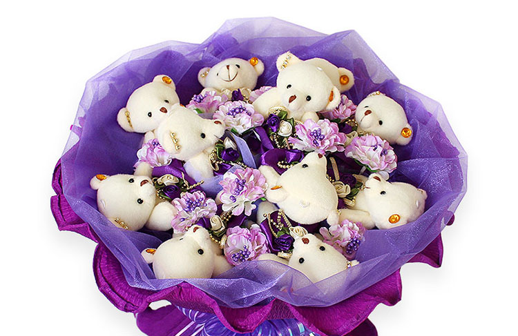 创意小熊花束泰迪熊卡通公仔娃娃手捧花儿童节生日礼物送老婆女生