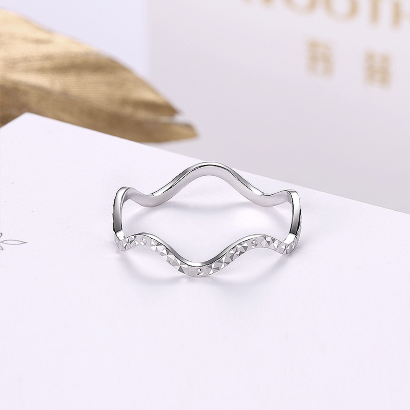 genuine platinum ring female pt950 simple personality platinum ring ripple wave shape new birthday gift for girlfriend