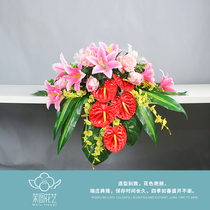 Moto simulation red palm flower podium flower rostrum flower plastic flower artificial flower decoration simulation business Station flower conference table flower