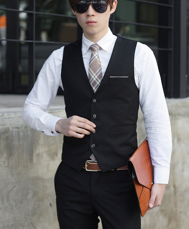 好意郎男装春秋款英伦休闲男士西服背心马夹韩版修身西装马甲男潮