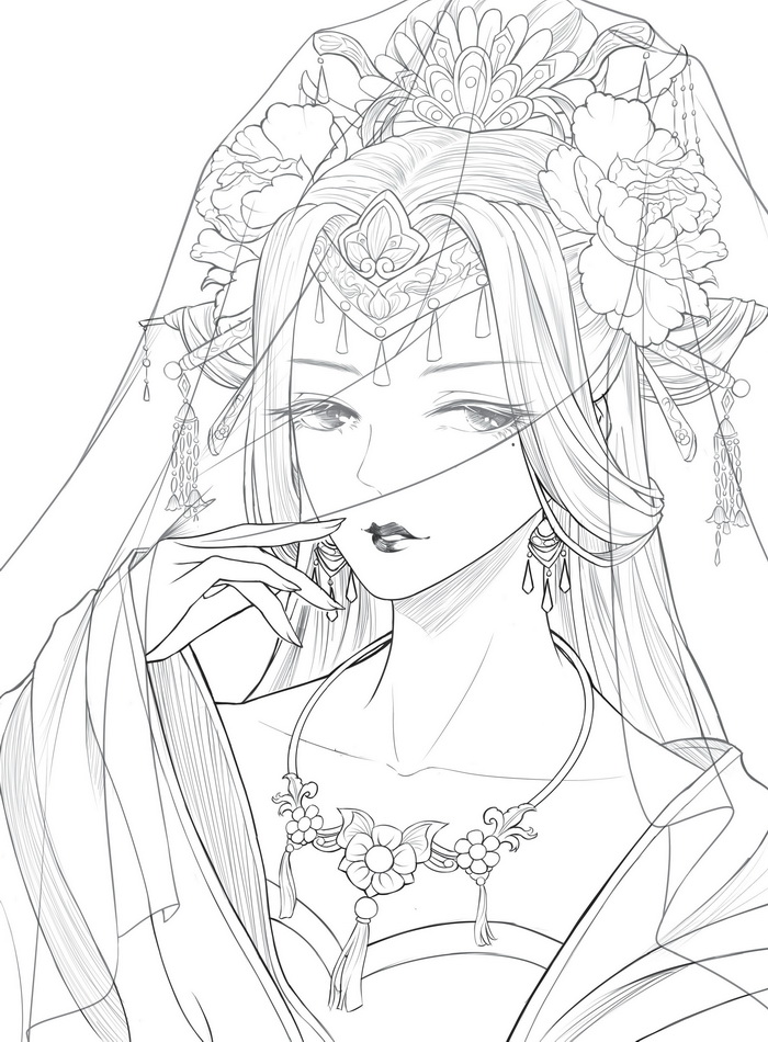 同时赠送线稿上色视频,既有传统国画的韵味,又有现代漫画的唯美