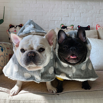 Original design dog dog pet fighting clothes Pago fat dog winter gray cashmere polka dot cape spot