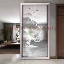 Custom art glass partition screen Living room translucent carving carved steel process Nordic Deer entrance background wall