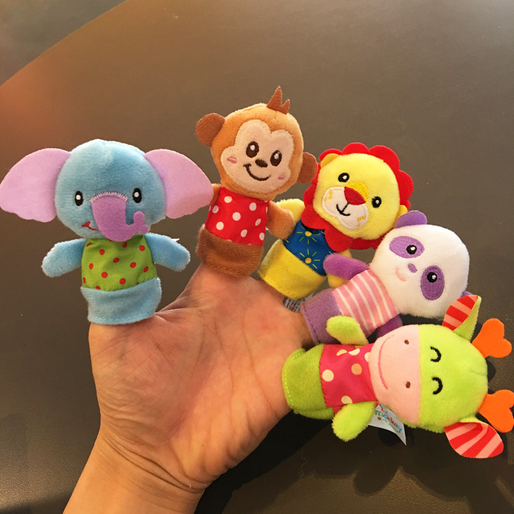 happymonkey婴幼儿毛绒玩具新生儿宝宝手指动物偶手偶安抚玩偶
