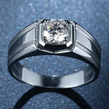 大气新款纯银男士仿真钻戒银指环男结婚戒指