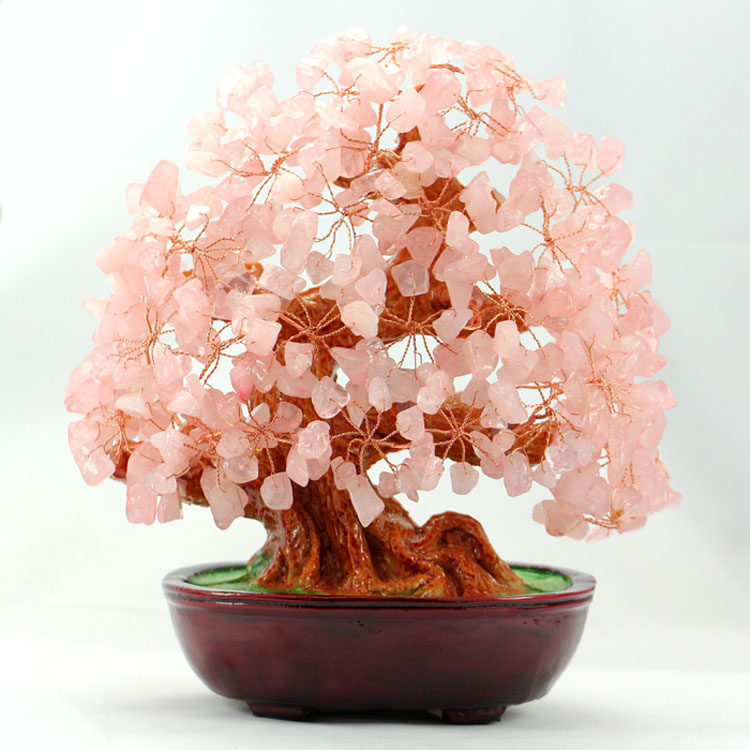 正品开光 天然粉水晶树粉晶树摆件 招财树 促姻缘固爱情招财助运