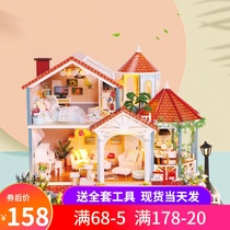 Hongda diy cottage Glass time handmade assembly model small house Creative boys Day gift girls