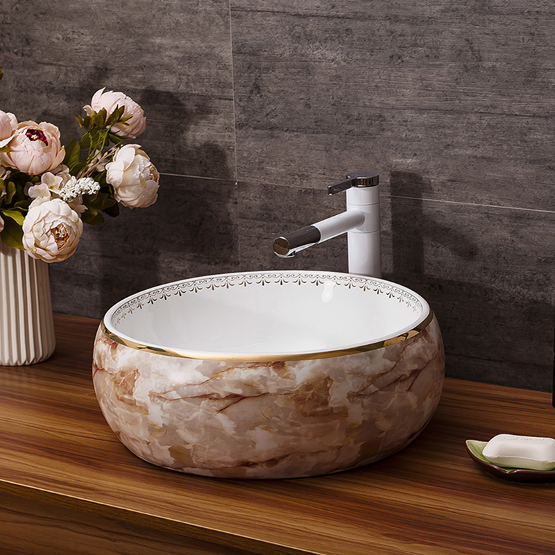 Imitation of marbling square European archaize ceramic stage basin bathroom wash a face to the balcony sink basin of art