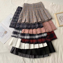College Wind Short Skirt Spring Autumn 2022 New Plaid Half Body Skirt Woman With slim height waist 100 pleats A word skirt