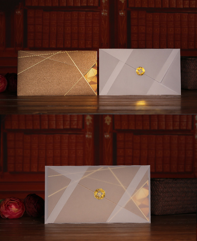 烫金封套 插卡式邀请函 商务请帖 节日贺卡礼品卡