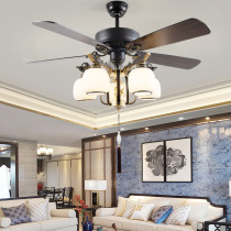 New Chinese wooden leaf ceiling fan lamp National tide Chinese style dining room Living room Bedroom Teahouse LED dimmer with fan chandelier