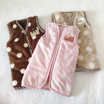 Japanese baby multifunction autumn and winter style waistcoat Sleeping Bag Flannel Clip Cotton Thickened machine washable with snap fastener