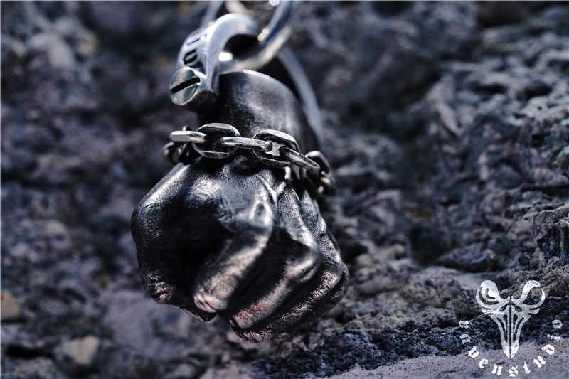 渡鸦工作室 原创设计 "传说的拳头" 吊坠 项链 925银 手工