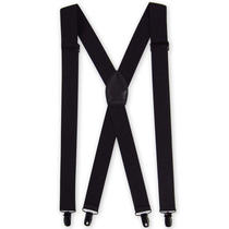 IFSONG Men's Dress Business Suspender Shoulder Strap Solid Black 3cm Wide Gift Boxed