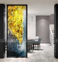Art glass simple European-style screen partition corridor aisle shoe cabinet Pingsha translucent bar background wall golden maple leaf