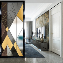 Simple modern art glass partition wall decoration frosted living room bathroom screen entrance TV background wall