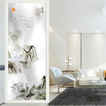 Tempered art glass entrance partition Living room aisle frosted double-sided effect screen blocking dining room landscape painting