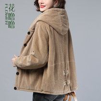 Cotton-padded women short 2021 new winter womens tide 145 short mother cotton-padded jacket corduroy coat