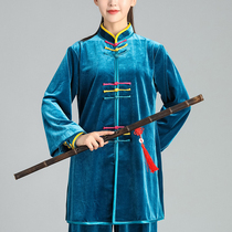 Golden Velvet Taiji clothing womens suit mens autumn and winter Taijiquan practice uniform loose 2019 new competition performance clothing