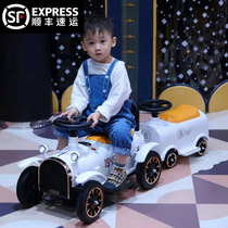 Bedok childrens electric car small train four-wheeled car Men and women baby toy car charging stroller can sit double