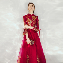 Toast Bride 2021 New Little Chinese Chinese Wedding Pregnant Women Cover Belly Red Dress Female Size Autumn