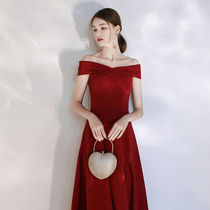 Toast service bride autumn 2021 New Red Wedding little man shoulder engagement banquet dress female size