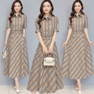 New waist closing Plaid Dress for summer 2020