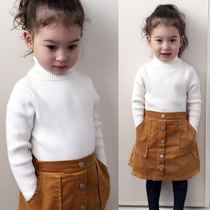 Childrens clothing autumn and winter new girls pullover turtleneck sweater Childrens cotton base top boys and girls baby knitwear