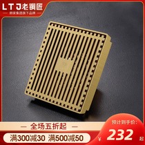Old Coppersmith all copper floor drain large displacement square anti-water drain anti-odor artifact sewer three-way insect cover