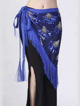Sunflower belly dance fringe hip towel new sequin waist chain triangle dance table performance lace waist scarf waist cover