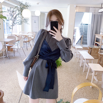 ByYou 2019 spring vacation two pieces of retro high-cold royal sister style dress waist thin high-end temperament skirt