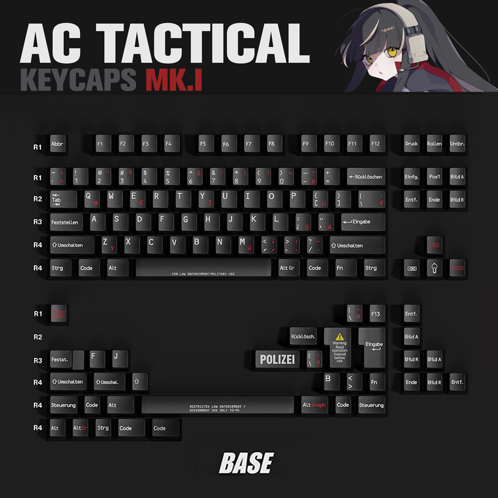 現貨】TUTKEYS&雨宮香奈-AC戰術原廠pbt熱升華土醬鍵帽二次元