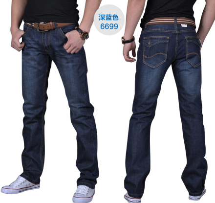 新款秋冬季牛仔裤男修身直筒裤韩版长裤子男宽