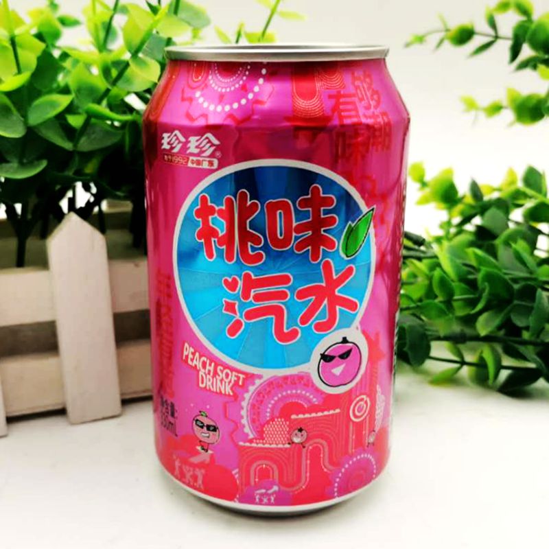 8090后怀旧童年汽水珍珍荔枝桔子味蜜桃味碳酸饮料330