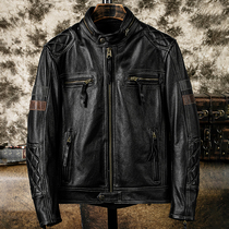 Harley new trendy locomotive clothing riding clothes first layer cowhide leather leather leather men can add protective gear large size leather jacket