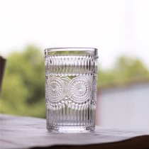 Retro-embossed gilt glass cup tea cup juice milk drink cup ins pen holder cosmetic brush bucket