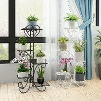 Green dill three-layer florist flower rack potted decoration Living room TV cabinet next to the balcony wall floor-to-ceiling simple shelf