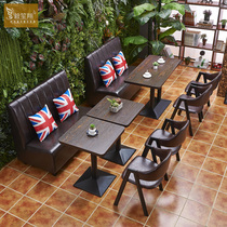 Customized Cafe Card Seat Sofa Dessert Milk Tea Shop Catering Snack Bar Net Red Shop Restaurant Restaurant Table and Chair Combination