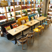 Simple cafe card seat sofa stool hot pot restaurant against the wall dining burger milk tea dessert shop table and chair combination fresh