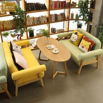 Fabric milk tea shop double sofa sweet drink bakery cafe card seat book bar coffee table table and chair combination fresh