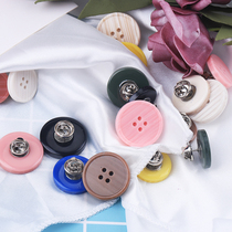 Top clothes buckle-free secret button womens coat sweater cardigan nail-Free button woolen trench coat cashmere coat Joker button