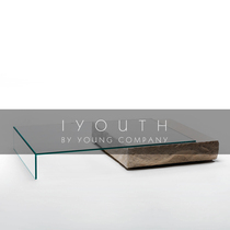 IYOUTH Italy imported GLAS ITALIA minimalist limestone transparent coffee table glass low coffee table
