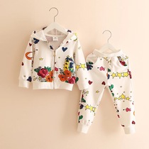 Girls spring 2020 new childrens clothing suit Female baby suit spring and autumn childrens Korean version of the two-piece suit