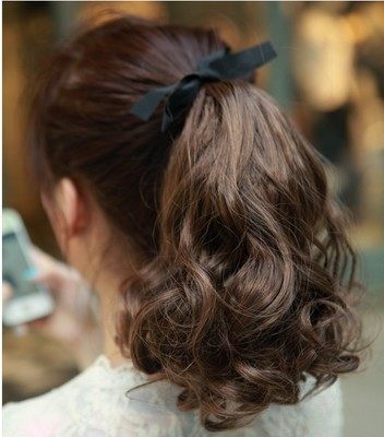 包邮 韩国女生假发短款卷马尾 超自然卷蓬松 夏季绑式卷马尾假发